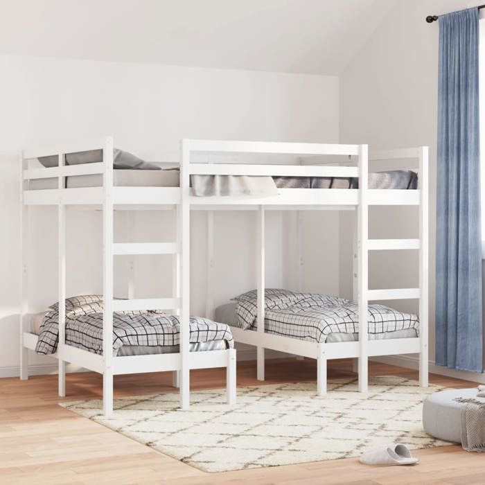 VidaXL Triple Bunk Bed White 140x200/70x140 Cm Solid Pine Wood, Trio Bunk Bed Frame, Bedroom Furniture, 3308578
