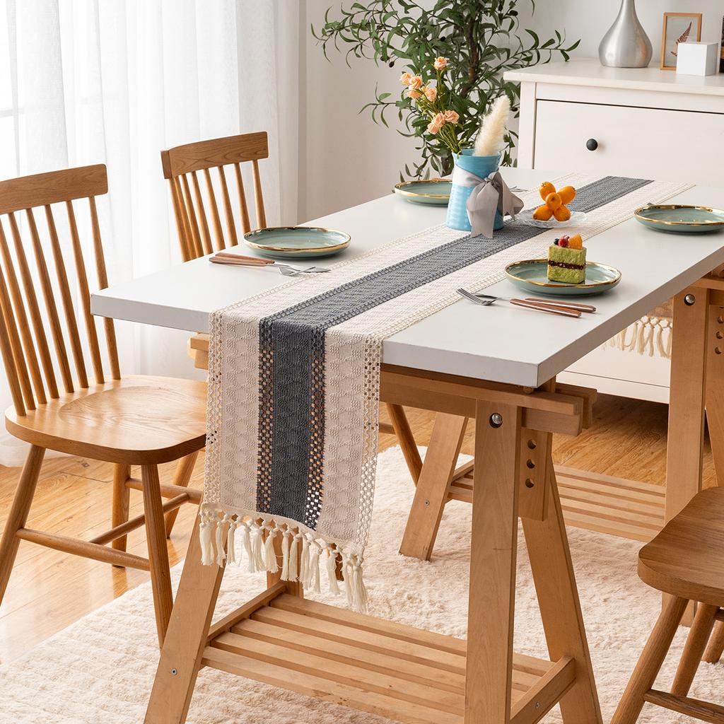 Böhmisch Rustikal Hochzeit Brautparty Abendessen Baumwolle Leinen Tischläufer