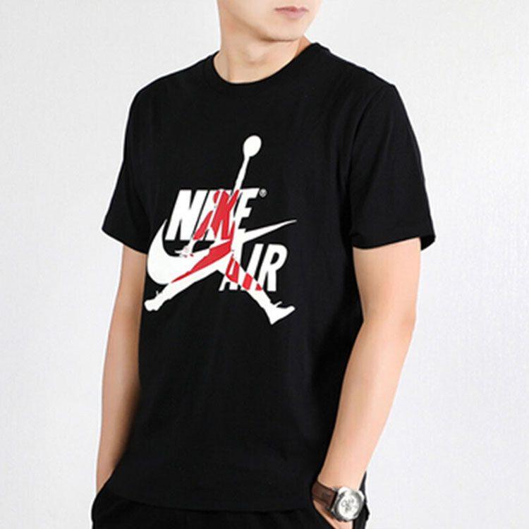 Jordan Air T Shirts Men's Black Crew Neck Moderate Straight Fit DH9493-010