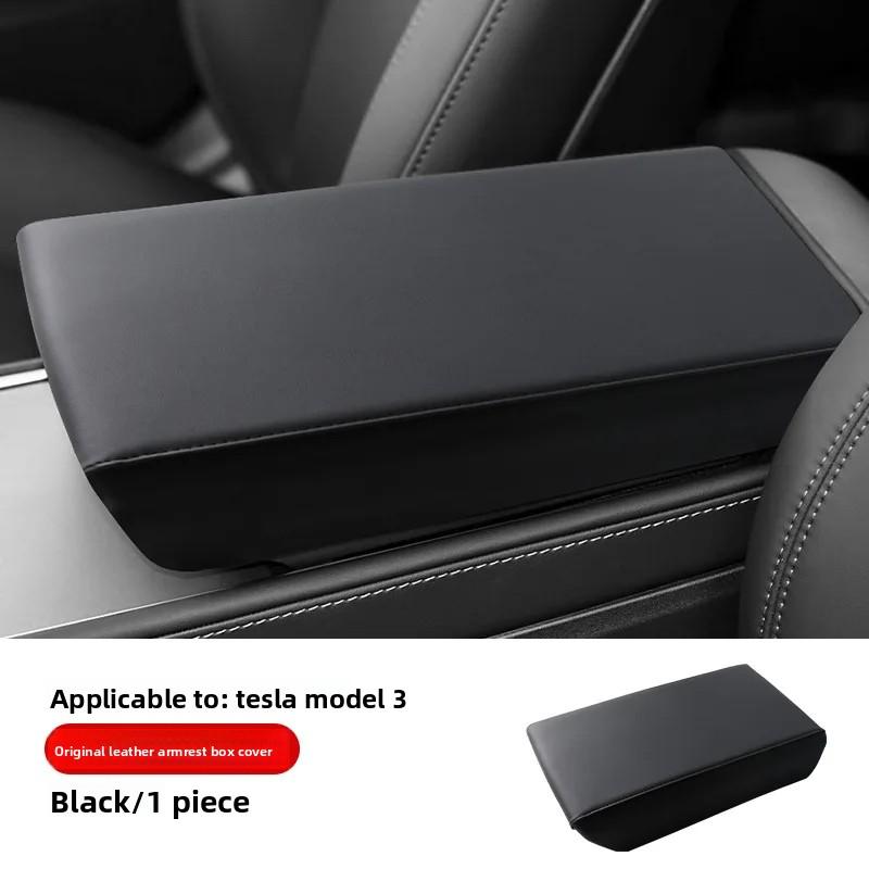 

for Tesla 2017-2025 Model 3 Y Armrest Protector Box Cover Leather/Suede Center Console Armrest Cover Accessories