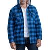 Men's Quilted Lined Button Down Plaid Shirt Add Velvet To Keep Warm Jacket With Hood