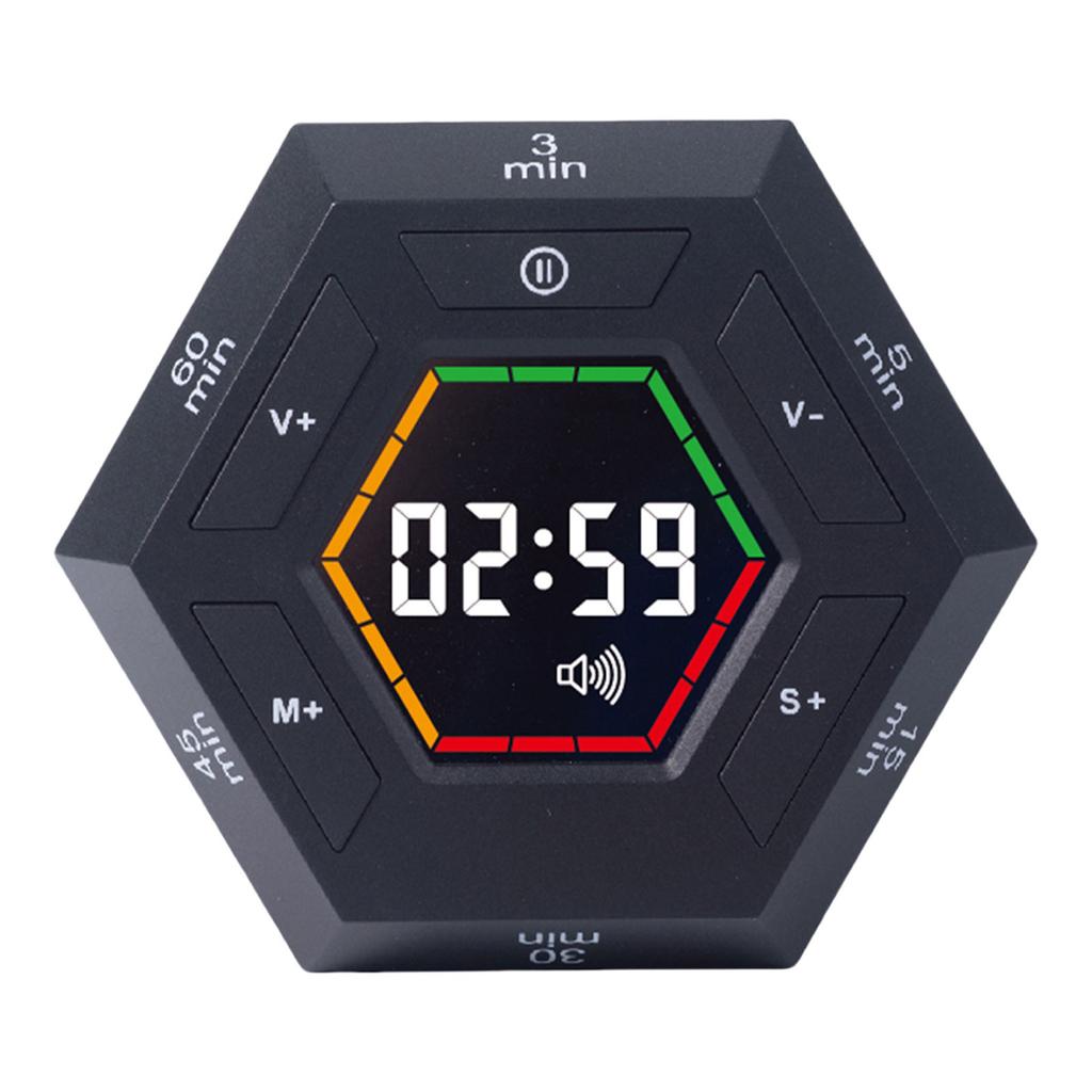 Plast LED-display Digital Timer För Klassrumsinlärningsuppgift Sexkantig Form Timer Elever Tidsplaneringsverktyg