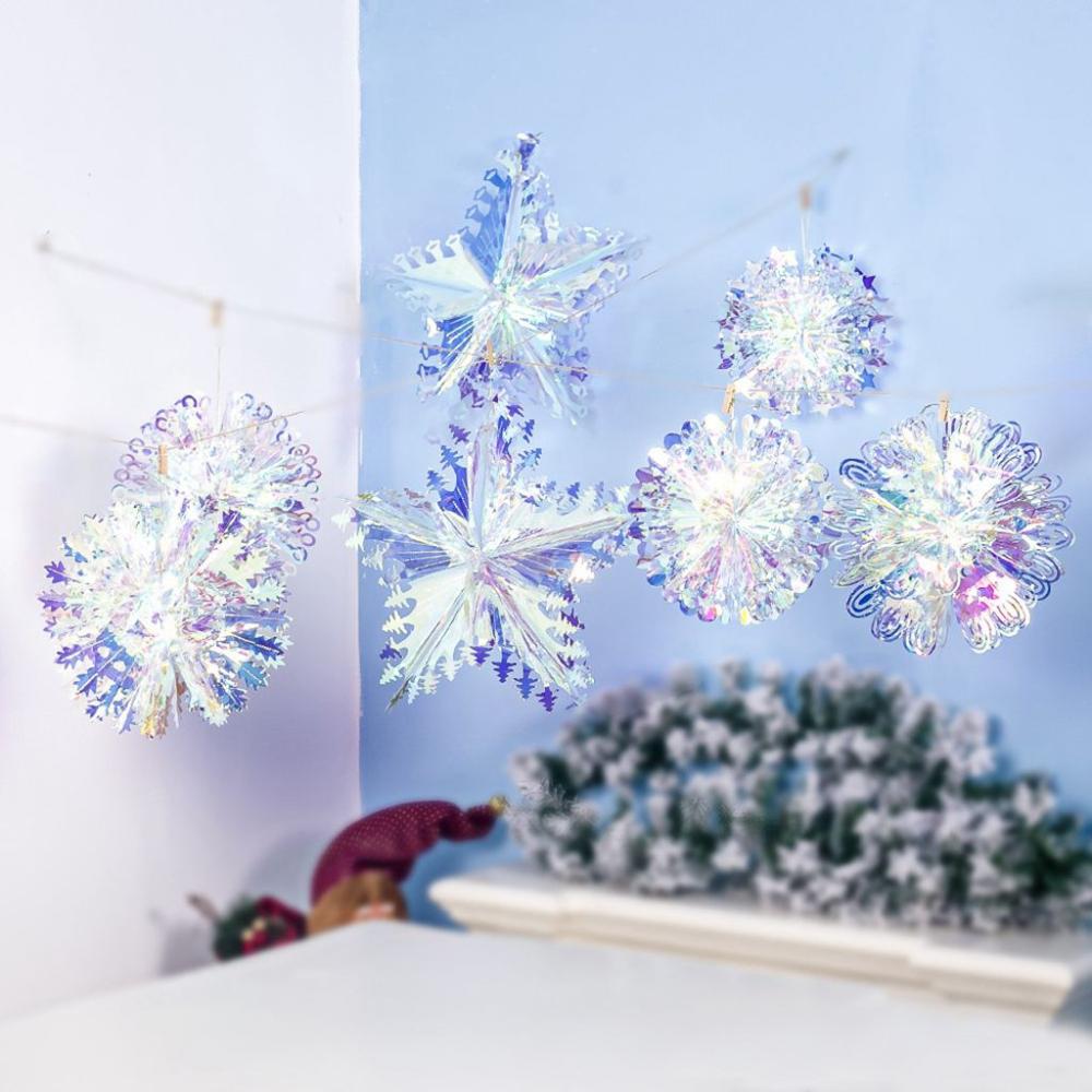 Snowflakes 3D Party Supplies Holographic Snow Ball Home Decor Hanging Balls Christmas Ornaments