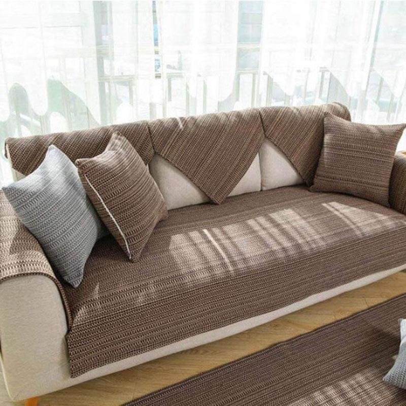 Hand Woven Sofa Cushion Living Room Anti-Wear Couch Slipcover Dustproof Non-slip General Sofa Cover Seat Cushion Pad Sofa Towel