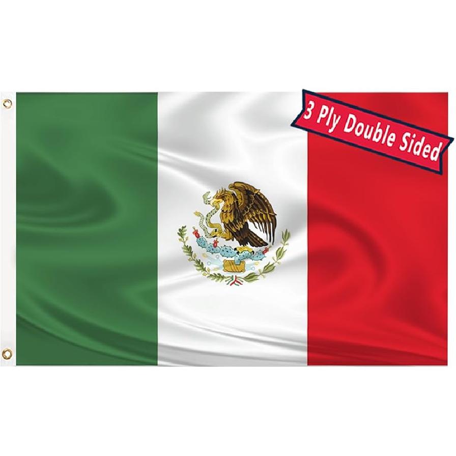 Irish Ireland Flag 3x5 Double Sided Flag of Ireland Outdoor Polyester Fiber Bright Color with Durable Canvas Header and 2 Non Fading Brass Grommets Mexico Flag 3X5