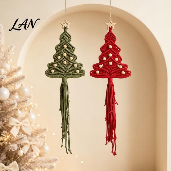 Crafting Supplies for Beginners Braided Christmas Tree DIY Kit, Make 2 Cotton Rope Trees, Boho Knot Craft Parent Child Activity Kits Set with