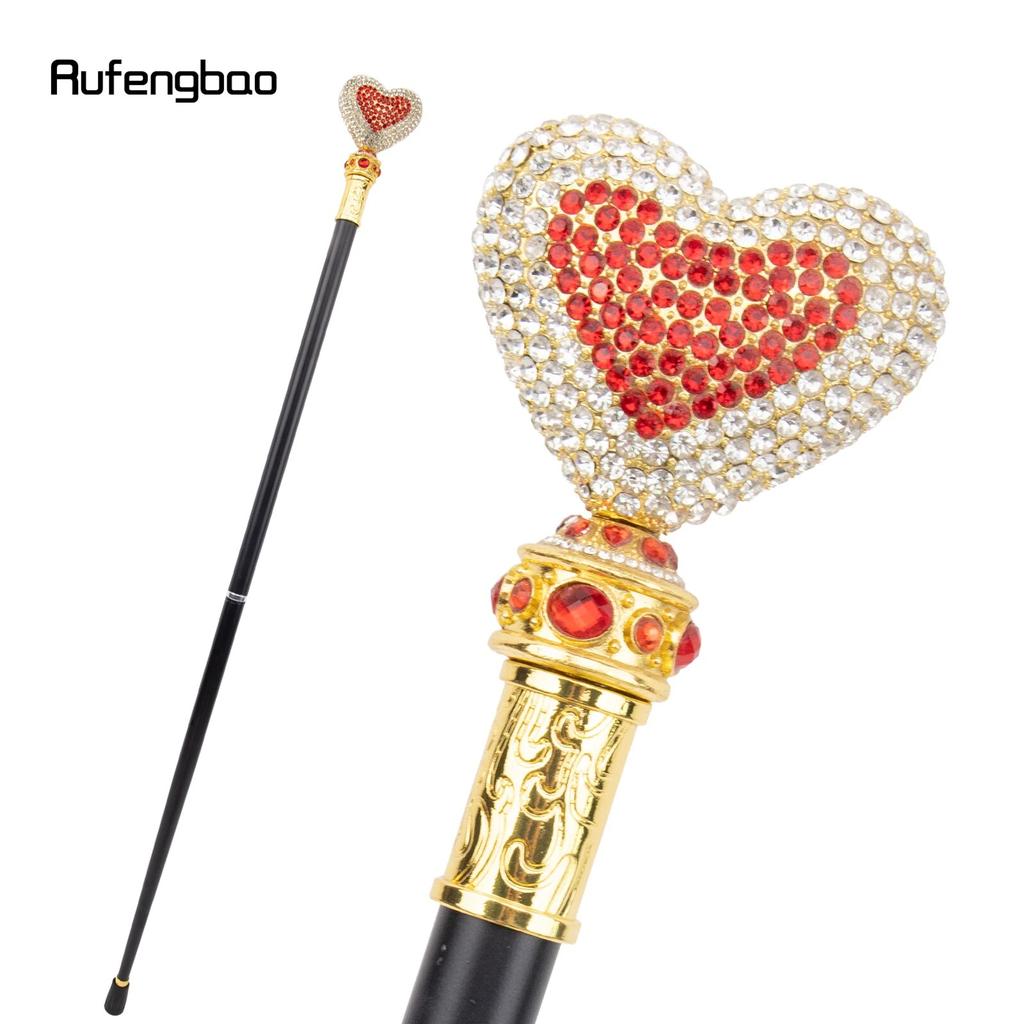 White Red Love Artificial Diamond Walking Cane Fashion Decorative Walking Stick Gentleman Elegant Cosplay Cane Crosier 97cm