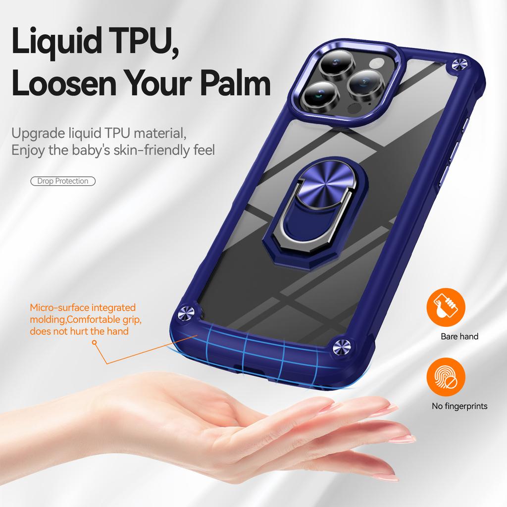 For iPhone 16 Pro Max Case Alloy Lens Frame PC+TPU Kickstand Phone Back Cover