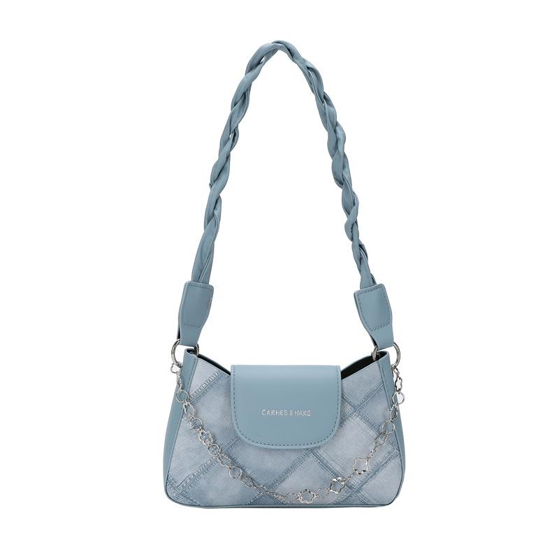 

French niche design underarm bag women s 2024 new popular chain fashion shoulder messenger bag синій