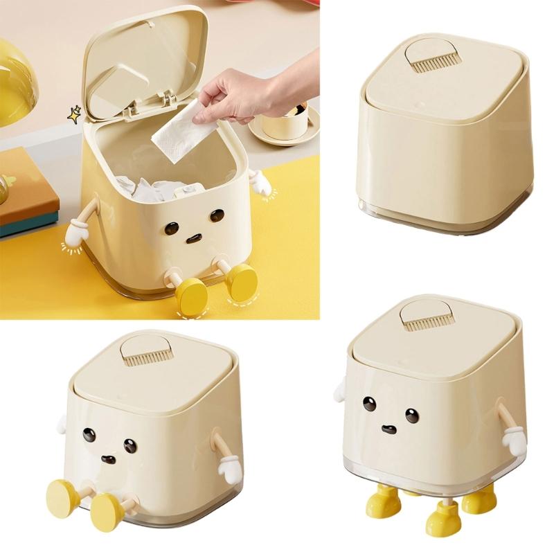 Space Saving Mini Trash Bin for Desk Press To Open Lid Plastic for Home and Office