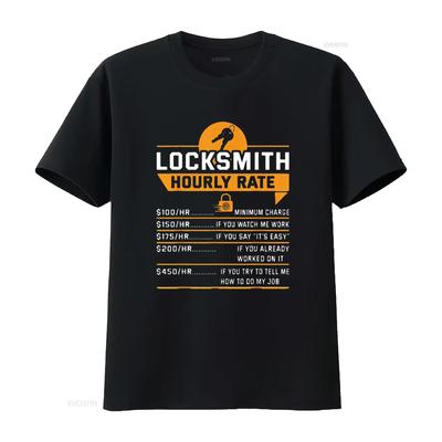 Womens Funny Locksmith Hourly Rate Apparel For Locksmiths T Shirt Black 2X Large Vintage Washed Casual Top For Everyday Wear