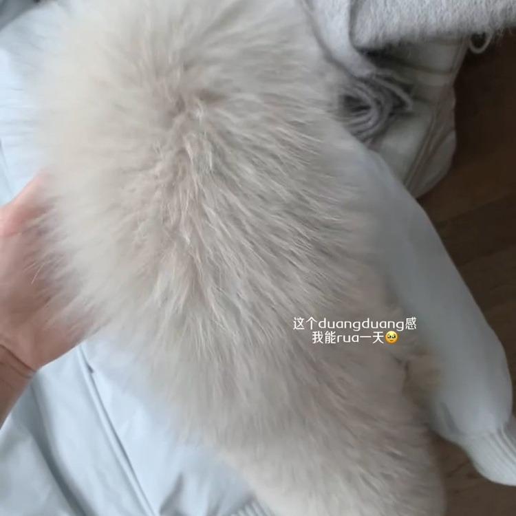 Blue hooded big fur collar down cotton clothes women's design sense niche autumn and winter clothing warm jacket pie overcome