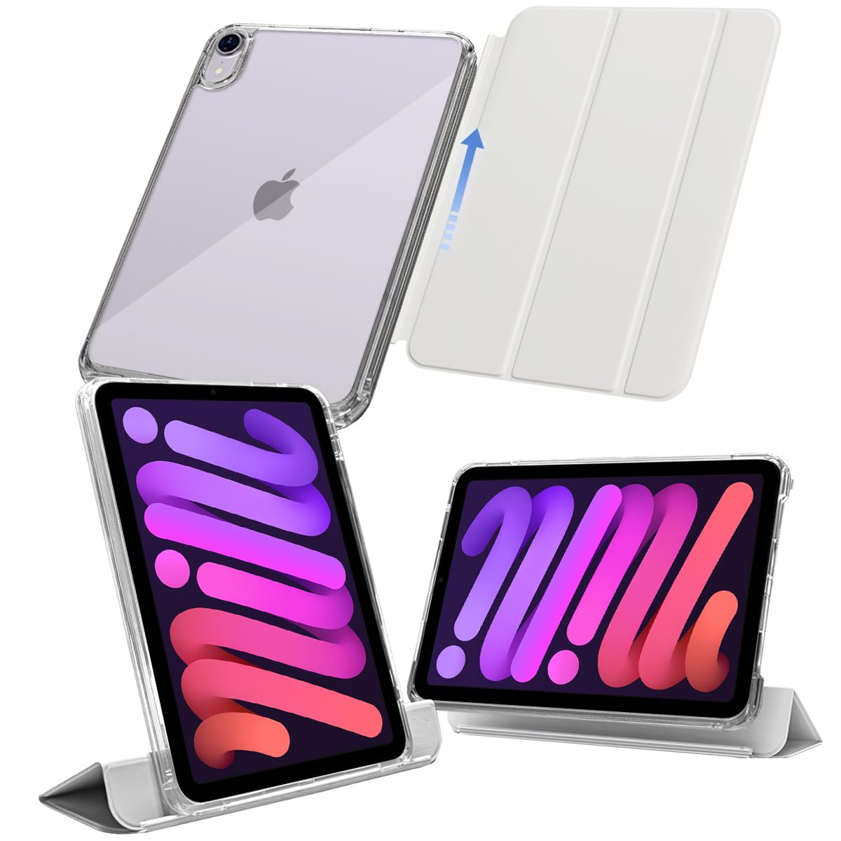 

Заводской чехол MS для iPad mini 7/6, Mini 7 (A17 Pro 2024 7-го поколения) и Mini 6 (2021 6-е поколение), Съемная легкая ударопрочная крышка с Por
