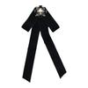 Velvet Memorial Black Bowknot Brooches Crystal Rhinestone Bow Tie Brooches  Dress Shirt Accessories