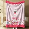 Sanrio Hello Kitty Plush Flannel Blanket Lightweight Throw Pink Gingham Apple Blanket Bed Sofa Cover School Office Nap Shawl