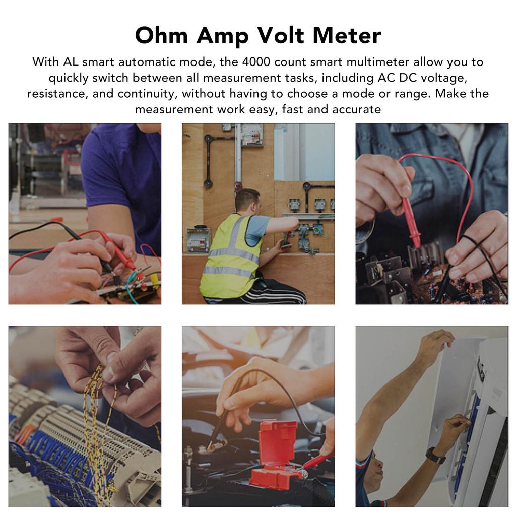 Digital Multimeter Kit 4000 Counts Smart High Accuracy Automatic Ranging Ohm Amp Volt Non Contact