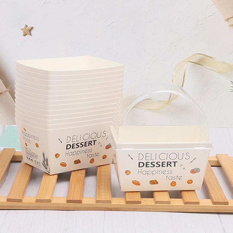 10Pcs Sandwich Burger Wrapping Packaging Box Toast Bread Oilproof Holder With Lid Take Out Box Pastry Tray Bakery Party Gift