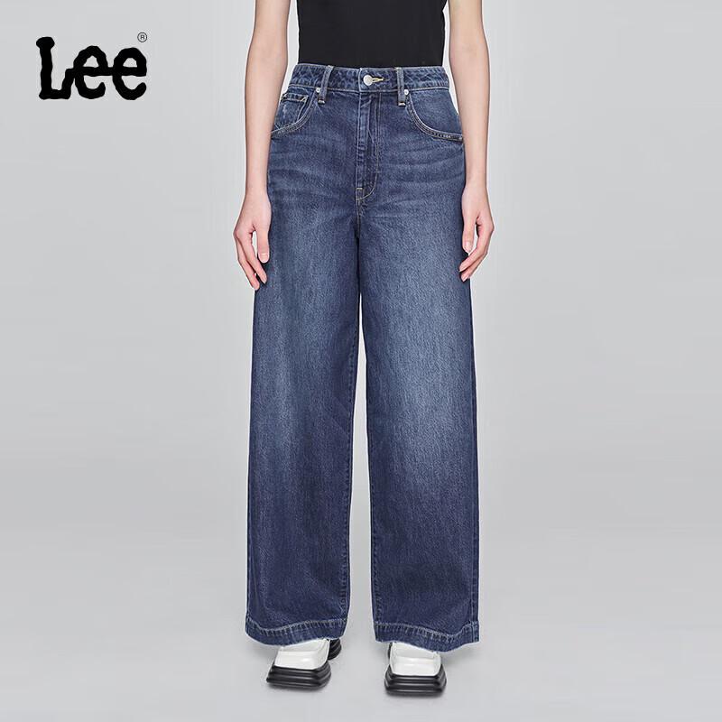 Lee Women's Mid-Dark Blue Wide-Leg Five-Pocket Jeans