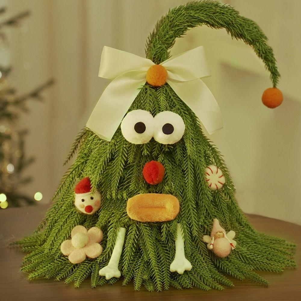 Crooked Neck Christmas Tree Ornaments Cute Christmas Decorations Fashion Mini Snow Pine Tree  Party