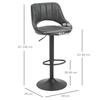 Bar Stool Set of 2, Faux Leather Look, Swivel, Height Adjustable, Footrest, Metal Frame, 47 x 52 x 87-109 cm, Grey