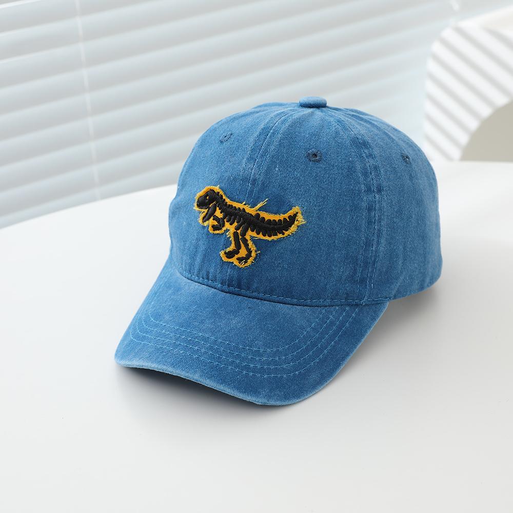 Solid-color patchwork embroidered dinosaur baseball cap, cotton, sweat-absorbent and breathable, casual baseball cap