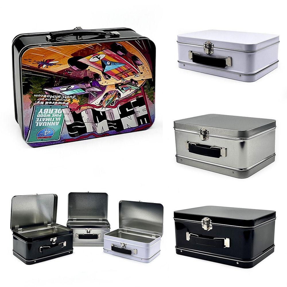 Tinplate Metal Storage Box White Black Silver Cake Packaging Box Lunch Box  Money Contain