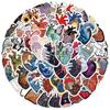 52 Cartoon Art Heart Doodle Stickers Guitar Notebook Suitcase DIY Waterproof Stickers
