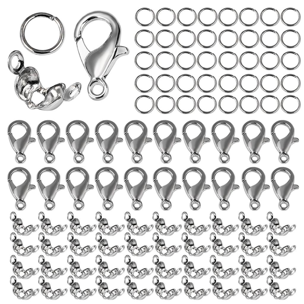 100pcs/Lot Metal Lobster Clasps Set Lobster Clasp Open Jump Rings For Bracelet Necklace Connectors Jewelry Making DIY Wholesale