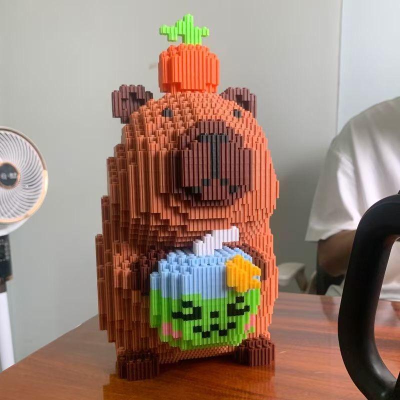 Cute Capibala Couple Building Blocks Toy Small Particle Bricks Children's Building Blocks Toy Boys and Girls Birthday Gifts