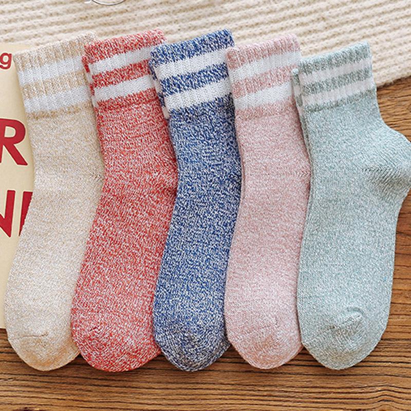 5/10 Pairs Comfortable Casual and Versatile Winter Women's Daily Wear Warm Thick Literary Socks Tutu Pattern Wool Socks Casual Versatile