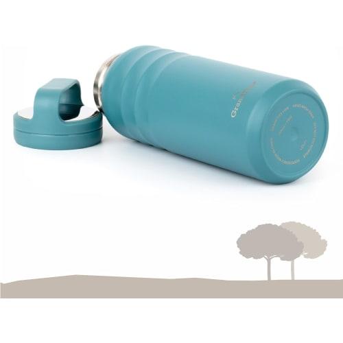 GRANDTIES Vacuum Insulated Stainless Steel Wide Mouth Water Bottle (Atlantis Blue), 709ml, with Two Lids, Direct Drinking, Keeps Hot or Cold Water Hot