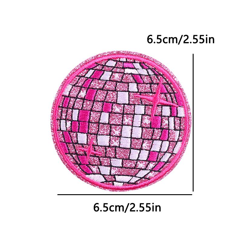 Pink Disco Ball Cowgirl Embroidery Patch Iron On Cute Cartoon Design for Denim Jacket Party Wear Kawaii Western Theme Badges