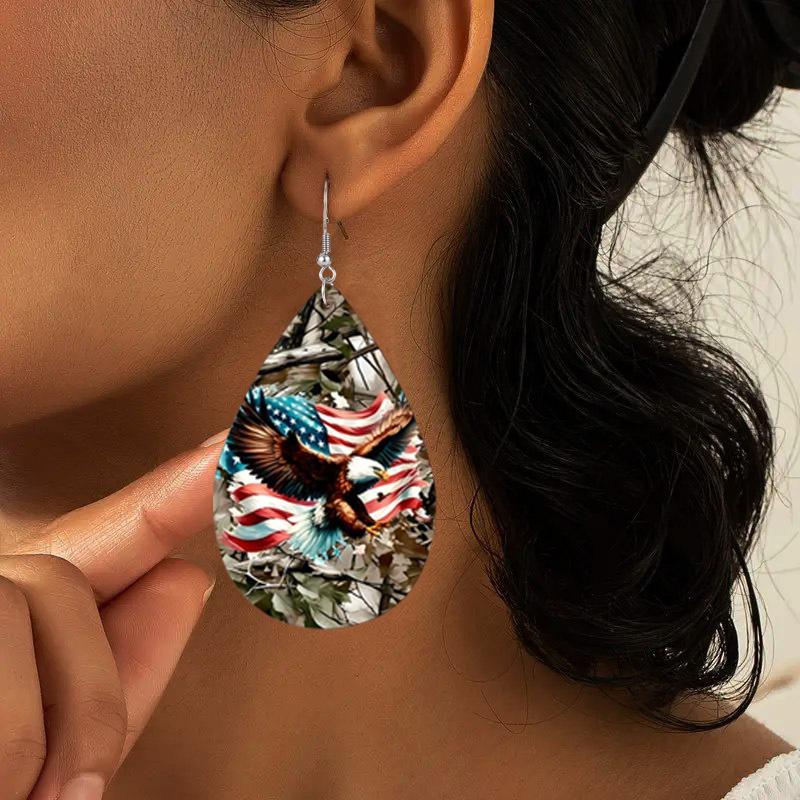 Independence Day Earrings Spread Wings Eagle PU Leather Earrings Holiday Gifts for Friends Party Fashion Accessories Elegant Earrings Party Earrings