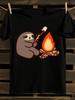 Campfire Sloth Graphic T-Shirt Mens Tshirt Womens Tshirts with Letters Print Short Sleeves T-Shirt Casual Street Tee Shirt Top