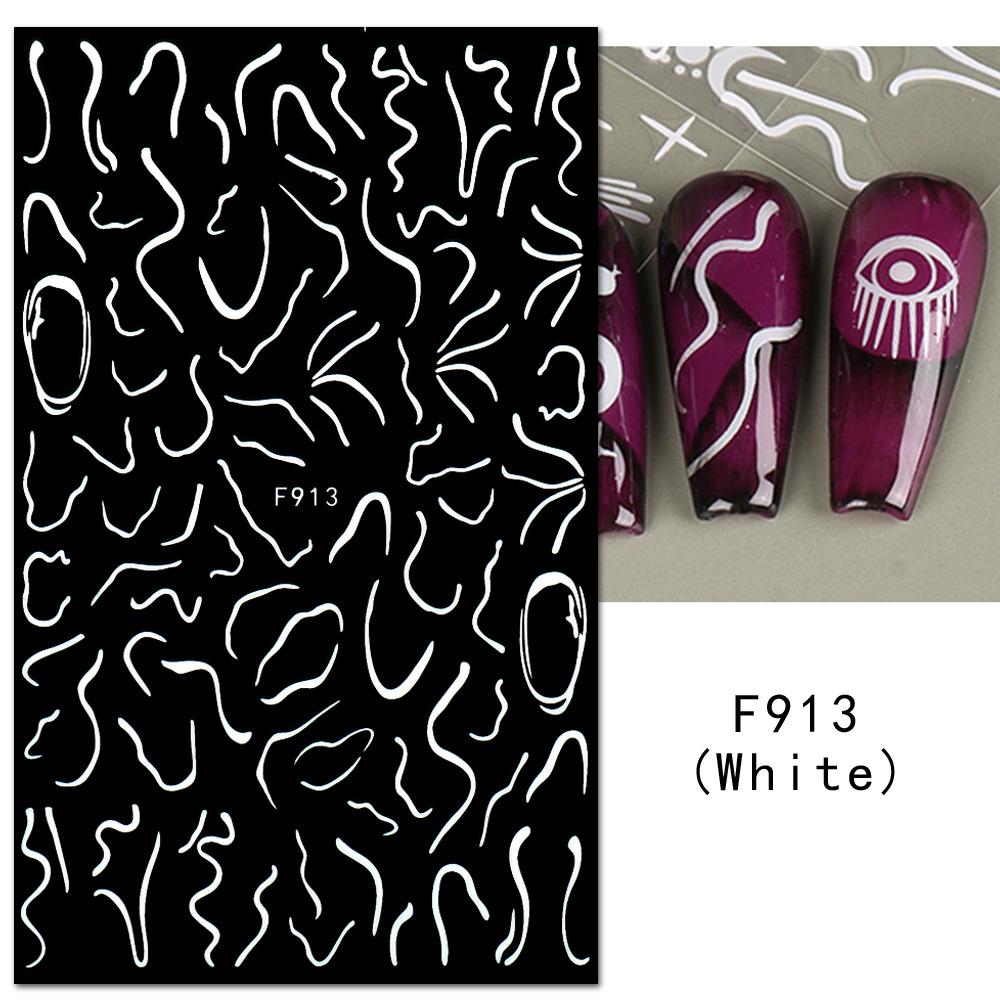 1PCS Black White Butterfly Laser Nail Stickers Nail Art Decoration Abstract Lines Bronzing Flowers Stickers For Nails