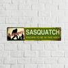 Rustic Sasquatch Metal Tin Sign 4x16 Inches, Vintage Green Yellow Wall Art, Black Silhouette
