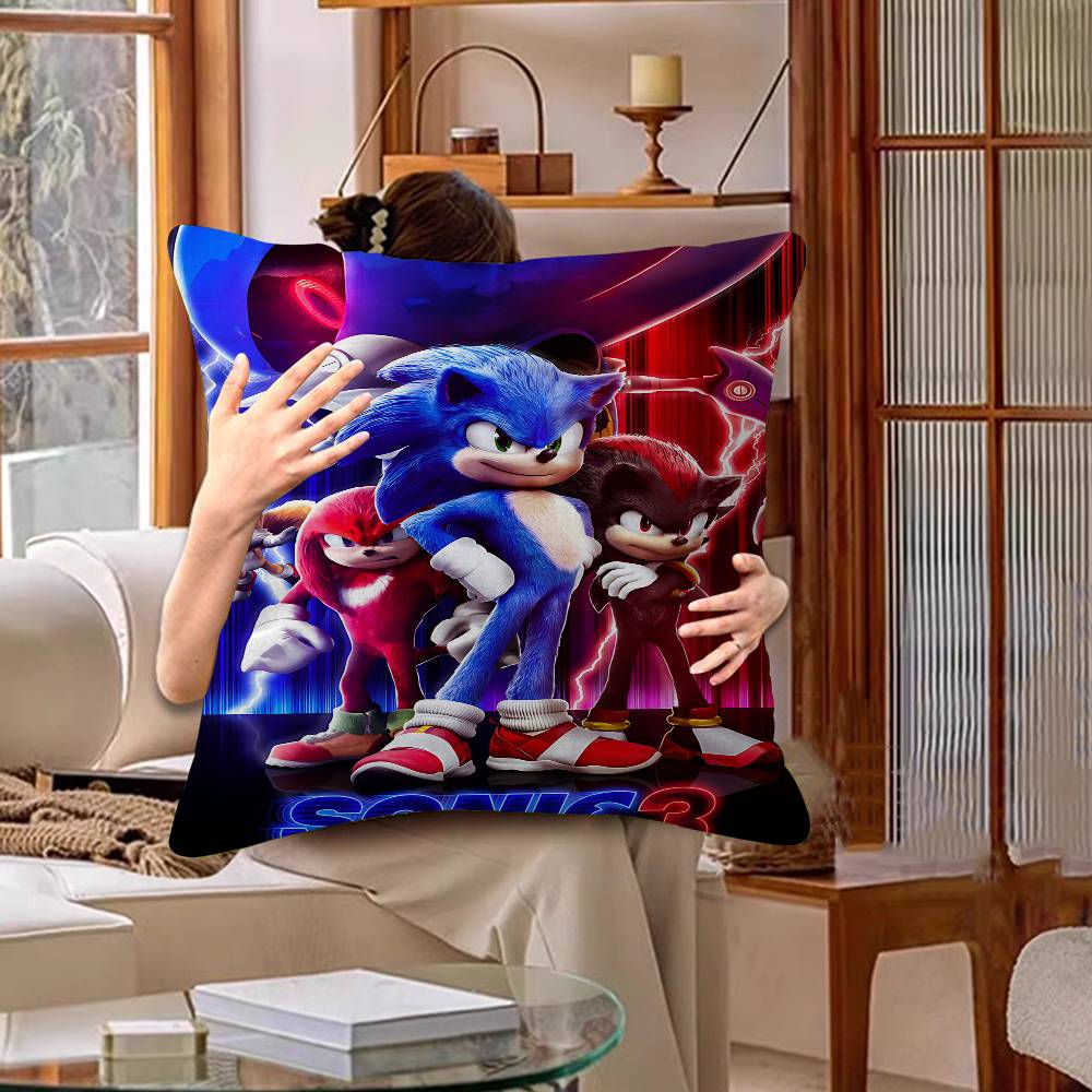 Anime S-Sonics H-Hedgehoges Cushion Cover Car Throw Pillow Case For Sofa Car Christmas Gift 40X40Cm 45X45Cm