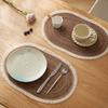 New Rope Cotton Braided Oval Placemats Washable Heat-resistant Braided Table Mats Non-slip Western Food Mats Kitchen