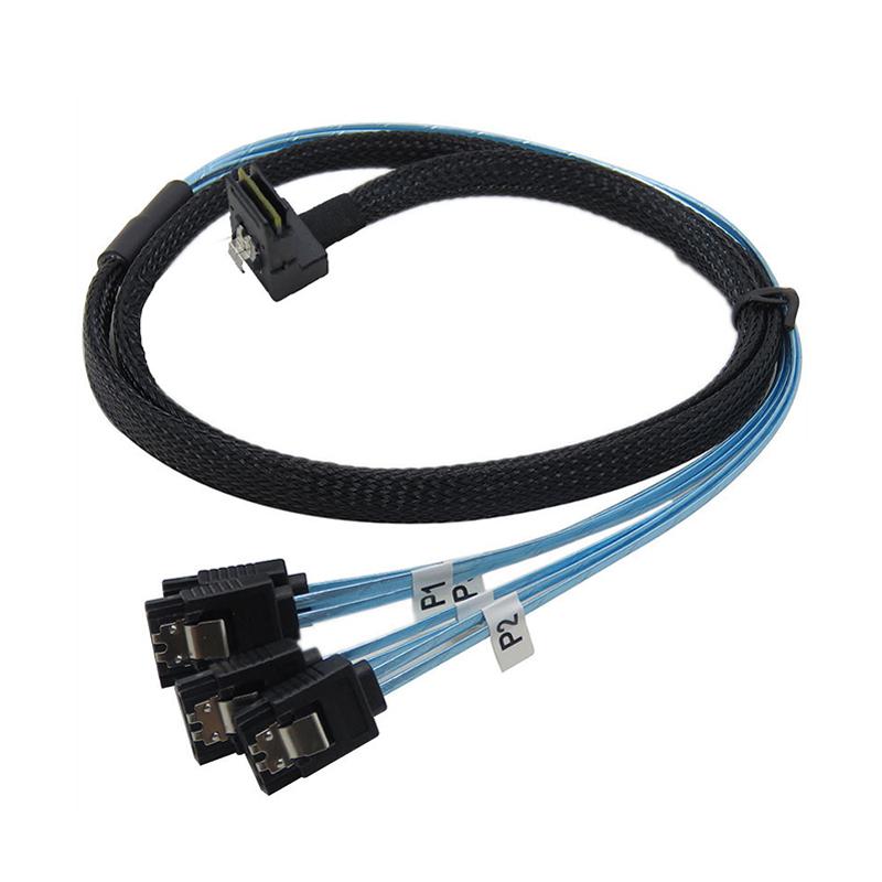 Mini SAS 36Pin SFF-8087 to 4 SATA 7Pin Data Cable Splitter Breakout  Elbow Lane SATA Server Array Card Hard Drive Extend Cable