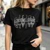 Cute Cats Line Art Print Unisex Tshirt Casual Street Style Crew Neck Short Sleeve Tee For Daily Wear