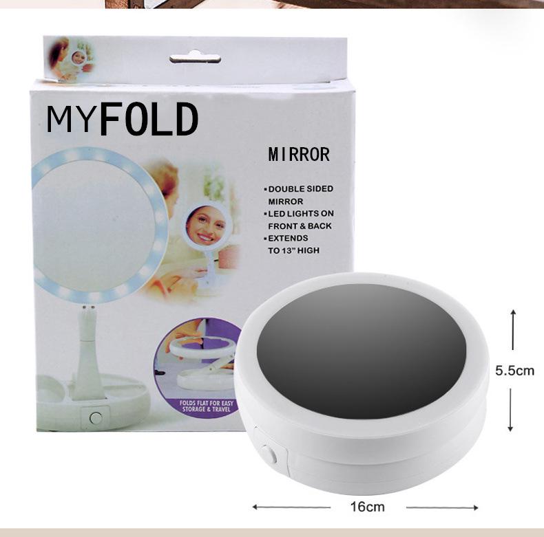 Portable LED Double-Sided Makeup Mirror with Lighted Folding Stand