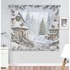 2pcs Christmas snow village sheer curtains with pole bag design, protecting privacy suitable for decoration in various scenes
