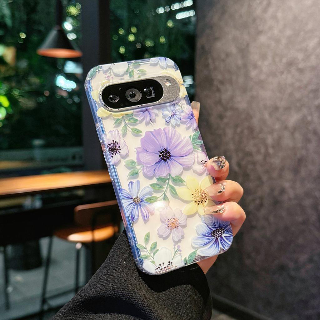 Serect Garden Flower Series Colorful Phone Case For Google Pixel 10 9 9A Pro XL Hard Acrylic Clear Protective Back Cover Bumper