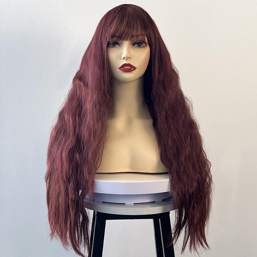 Halloween Long Water Wave Wig Cosplay Women Layered Wigs Orange Brown Gold Curly Wigs  Carnival