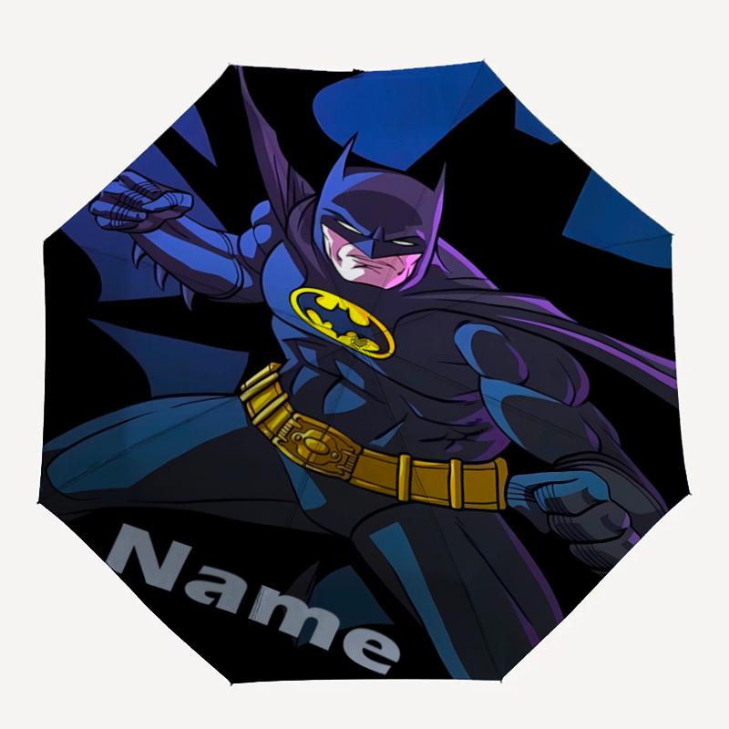 Custom Name Batman Theme Automatic Umbrella, Lightweight & Portable, 8 Rib, Perfect for Outdoor Travel, Birthdays, Christmas, Gifts.