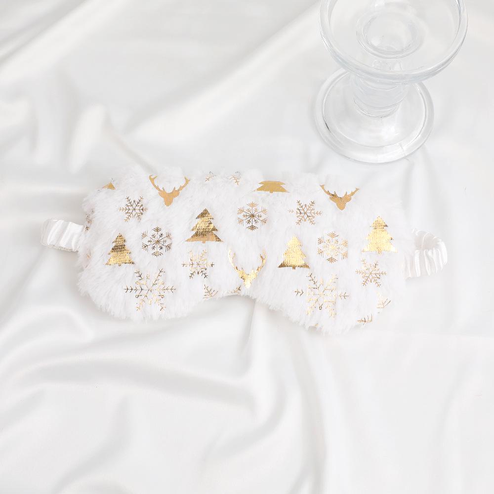 

Плюшевая рождественская маска для глаз «Звездное небо с оленями» - Светоблокирующая помощь для сна