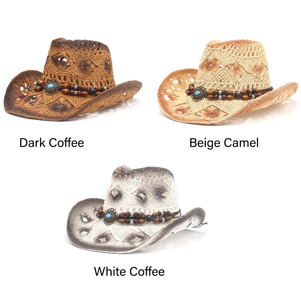 with Vintage Decorative Bands Beach Sun Hat Wide Brim Western Cowgirl Hat Cowboy Hat for Holiday