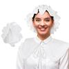 3 Pieces Halloween Colonial Costume Accessories Colonial Apron Pilgrim Costume Set White Mobs Caps Half Apron for Woman