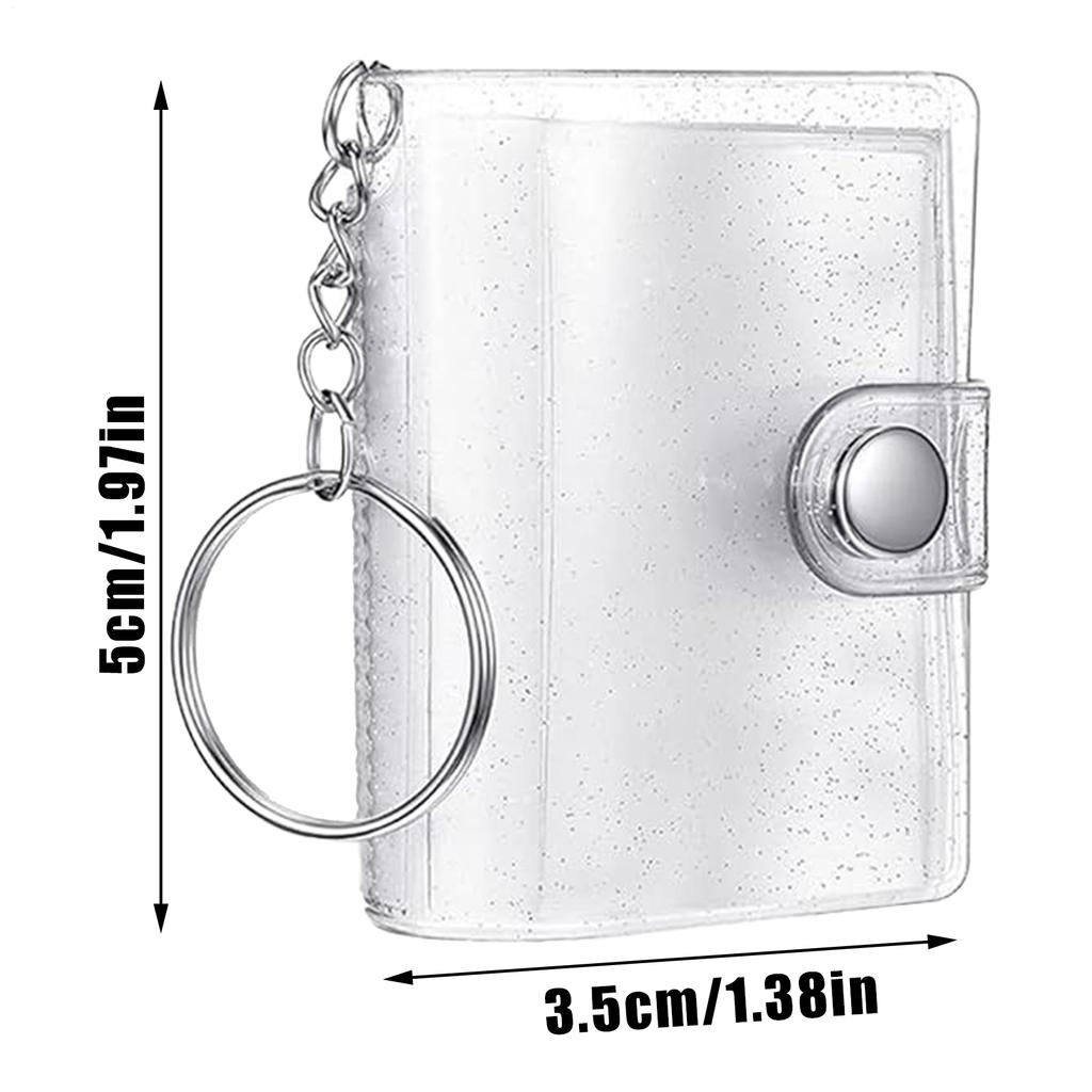 Mini Photo Album Keychain 5x3.5cm 2 Inch Photo Album Transparent Album Binder With 24 Pockets For Kids Wallet Backpack