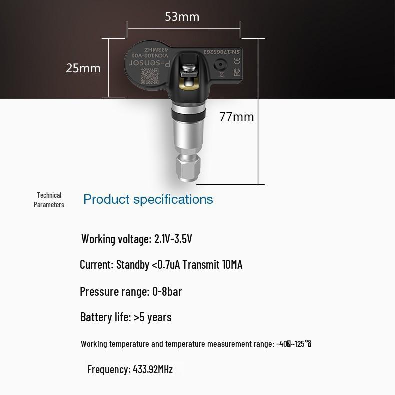 2025 Car Solar Wireless Tire Pressure Monitoring System, Built-in TPMS, High-Accuracy